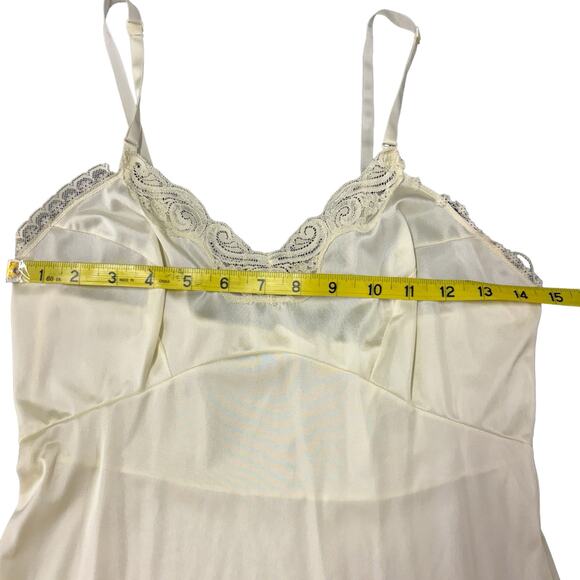 Vintage JCPenney Negligee Nightgown Slip Dress Womens Small Cream Satin Lace - Picture 6 of 10